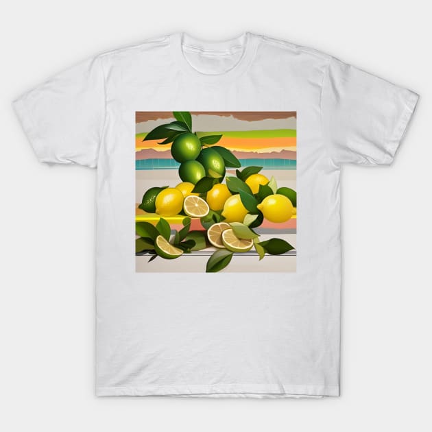 Lemons and Limes on Stripes T-Shirt by DANAROPER